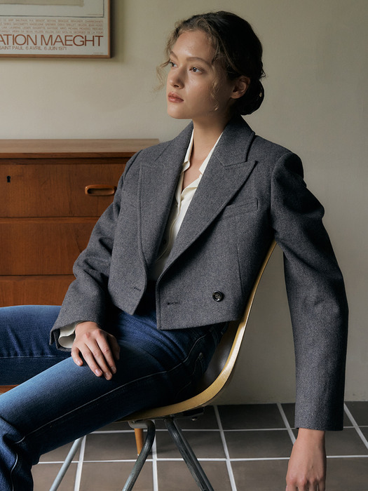 Sonntag Wool Cropped Tailored Blazer_ Herringbone
