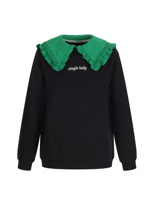  big frill collar sweatshirt_black+green collar