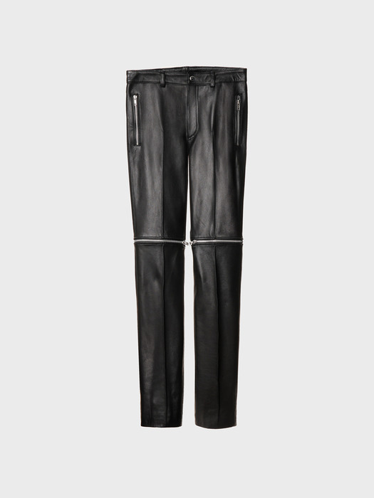 Multi-zippered Leather Slim-Leg Trousers(UNISEX)_UTH-FP31 