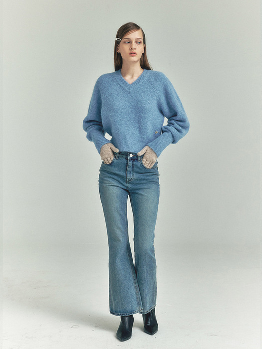 Alpaca V-Neck Knit_BLUE