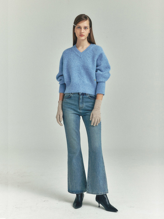 Alpaca V-Neck Knit_BLUE