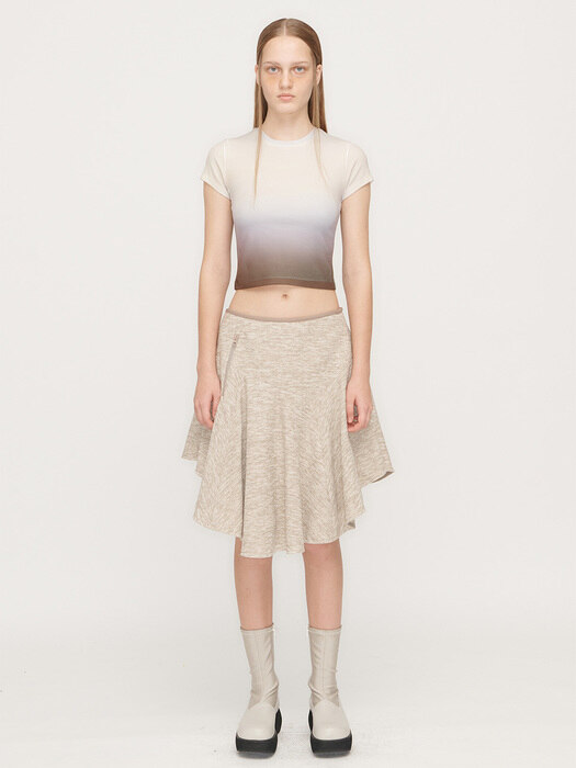 FLEECE FLARED SKIRT, BEIGE