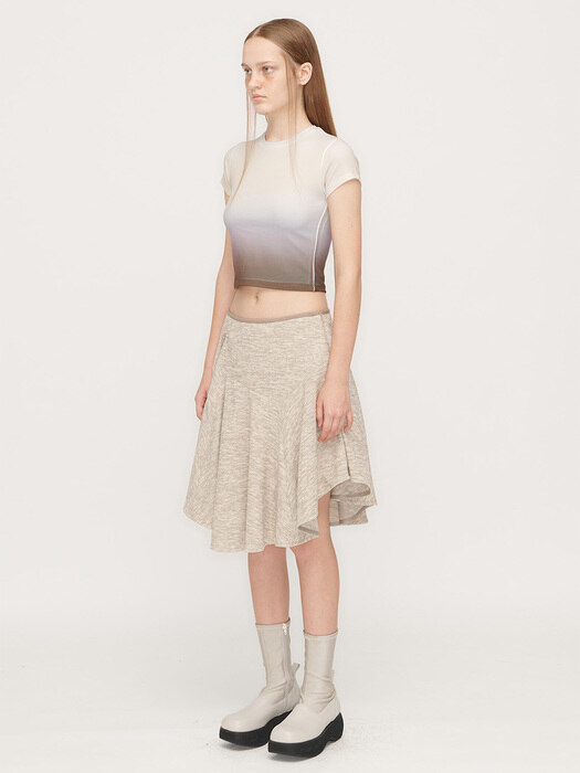 FLEECE FLARED SKIRT, BEIGE