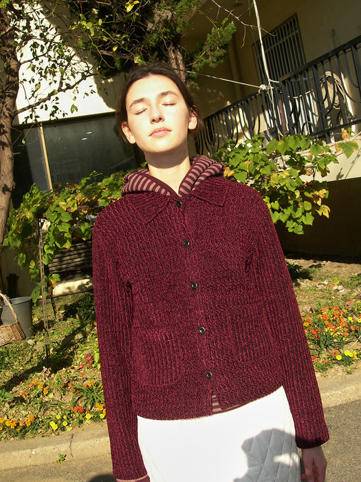 COLLAR CARDIGAN WINE