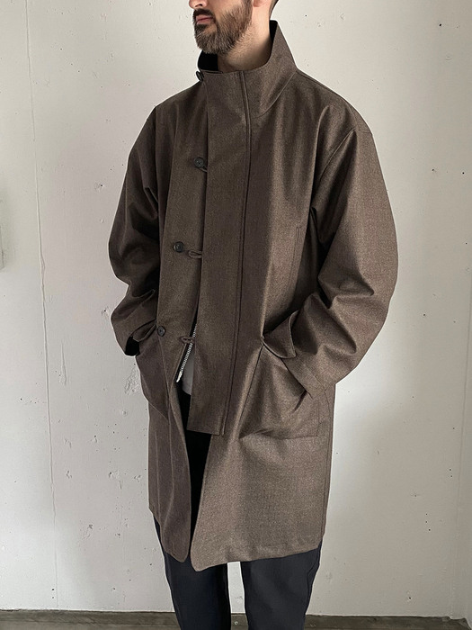 (CO03223OS) 3-LAYER STAND COLLAR COAT_BLACK