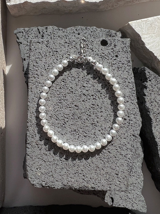 White Pearl Bracelet 4mm  (Silver925) 화이트 진주 팔찌 실버