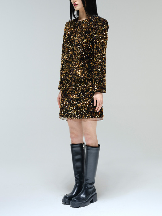 Brown sequined mini skirt