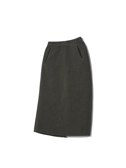 Wool a-line skirt_khaki brown