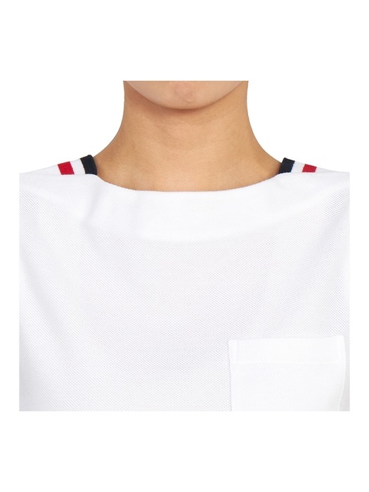 삼선 스트라이프 FJV012A 00050 100 여자 보트넥 민소매 티셔츠