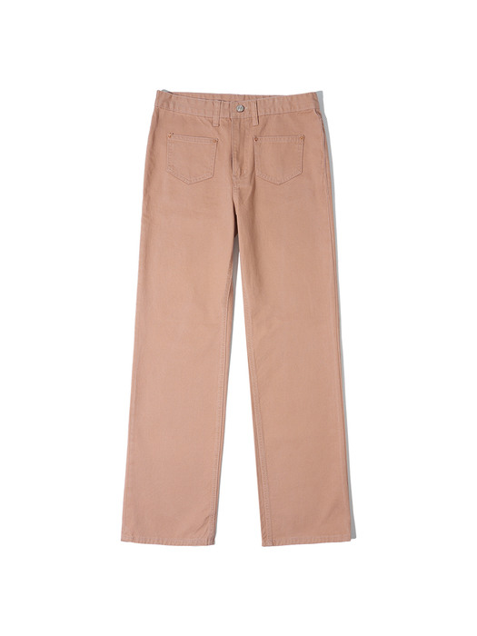 P3140 Pigment front pocket pants_Light coral pink