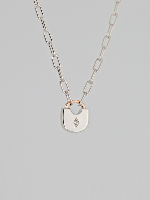 [14K+SV] Lock Two-way Moissanite Necklace