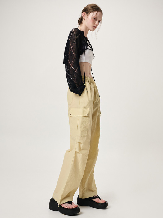 Eyelet Pocket 2-Way Cargo Pants, Yellow Beige