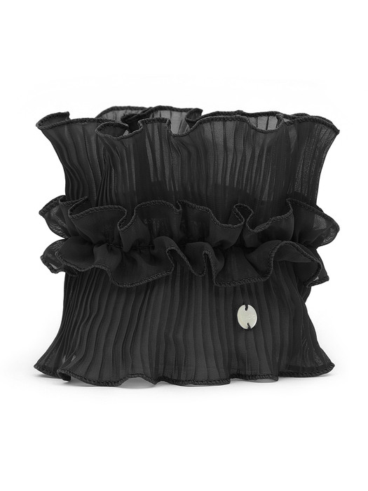 NECK TUBE / DOUBLE PLEATED LACE / BLACK