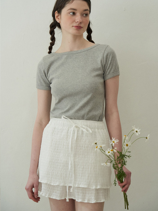 Crinkle Layered Ribbon Skirt (White)