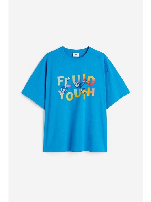 Oversized Fit 프린트 티셔츠 블루/Fluid Youth 1175720003