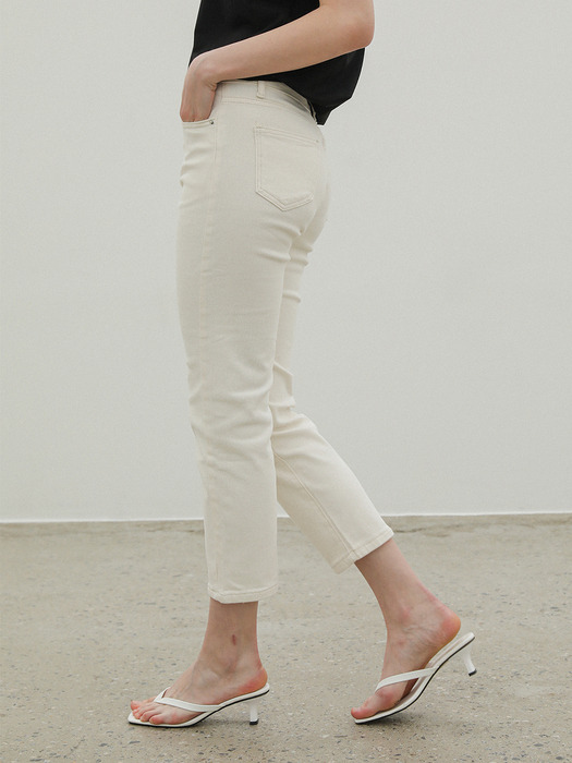 Straight denim pants - IVORY