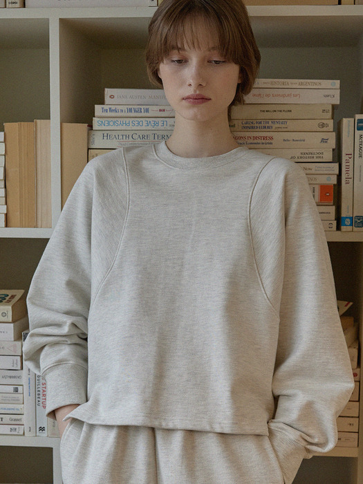 Curved Line Sweatshirt - Oatmeal