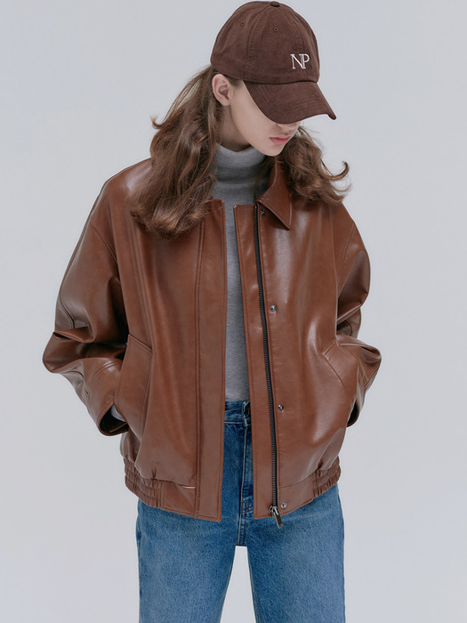 23FN leather zip-up blouson jacket [BR]