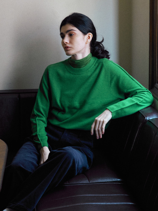 Whole Garment Fine Wool Knit (Green)