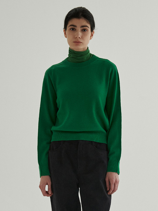 Whole Garment Fine Wool Knit (Green)