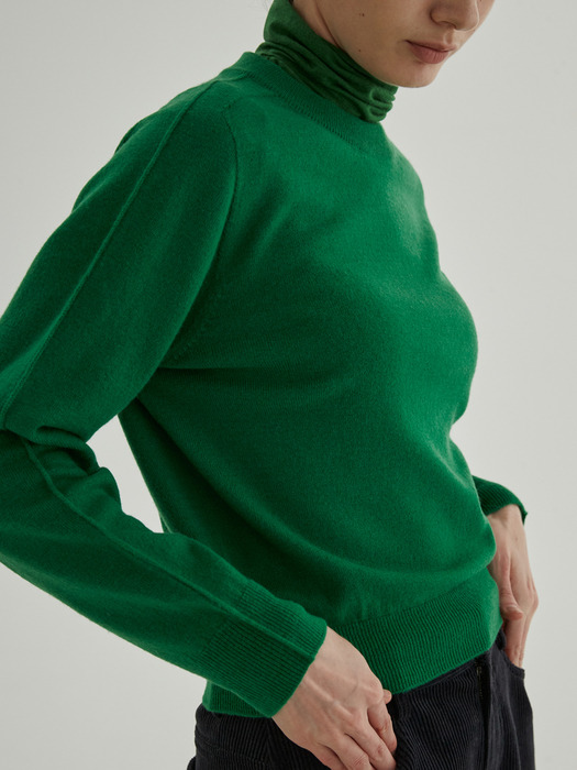 Whole Garment Fine Wool Knit (Green)