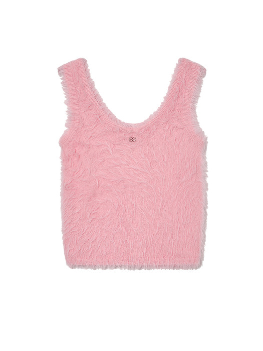 Fluffy Knit Vest Pink