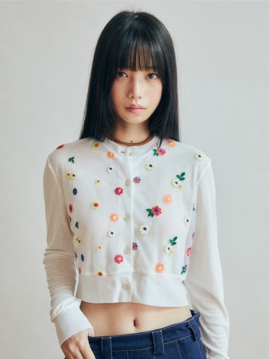 WOOL BLENDED FLOWER EMBROIDERY CARDIGAN_OFF WHITE