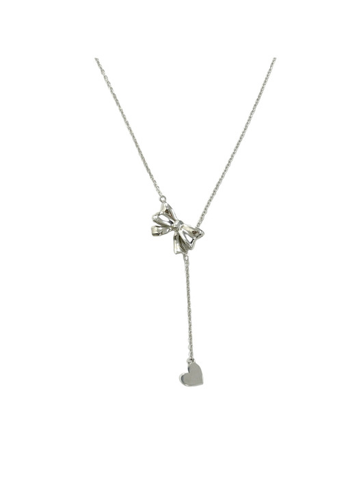 [silver925]Ribbon heart toggle necklace
