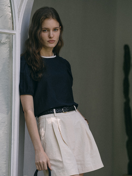 Witty Back ribbon blouse(Navy) - Image 1