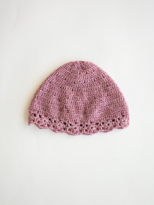 Handmade crochet knitted beanie (Melange pink)