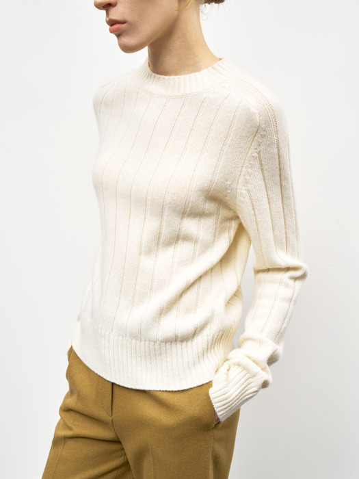 RIBBED CASHMERE SWEATER_IVORY