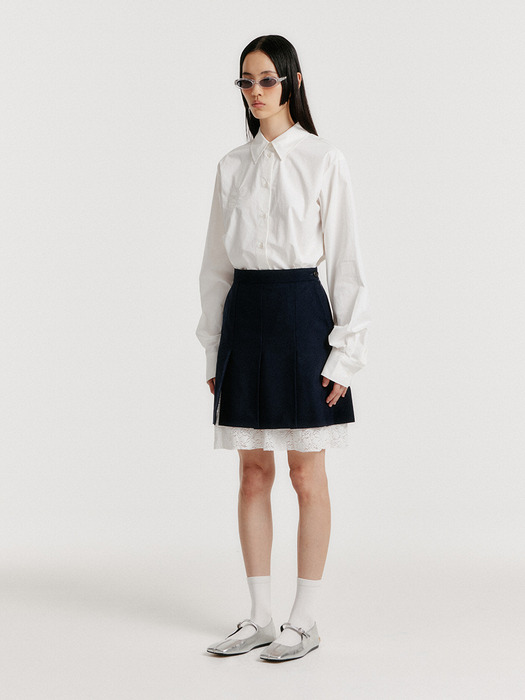 YENDEL Mini Pleats Skirts with Lace Lining - Navy