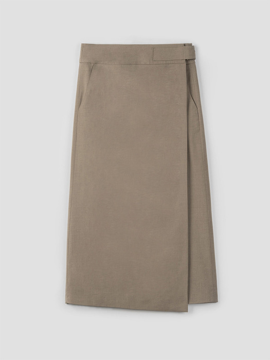 Wool Back Pocket Wrap Skirt (brown)