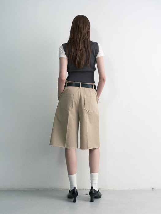 BERMUDA COTTON POCKET PANTS, BEIGE