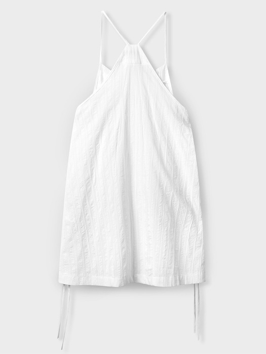 Layered String Shirring Sleeveless Mini One Piece [Ivory]