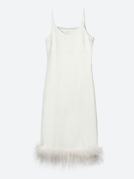 Luz Ostrich Hair Slip Dress / Ivory