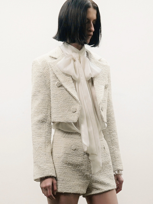 Boucle Tweed Cropped Spencer Jacket[White(WOMAN)]_UTO-FB08