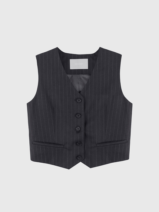 Striped Three Set-up Suit Wool Vest