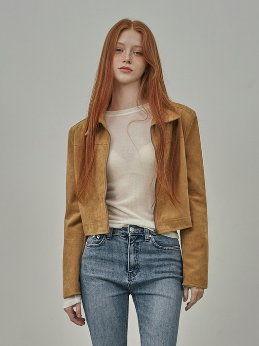 [TWEE] 키드먼 스웨이드 카라 크롭자켓