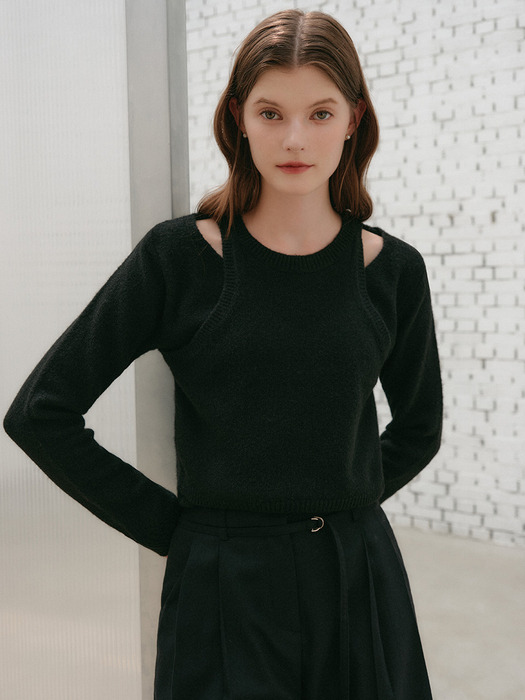 린디 울 레이어드 니트 탑 / LINDY WOOL LAYERED KNIT TOP_2colors