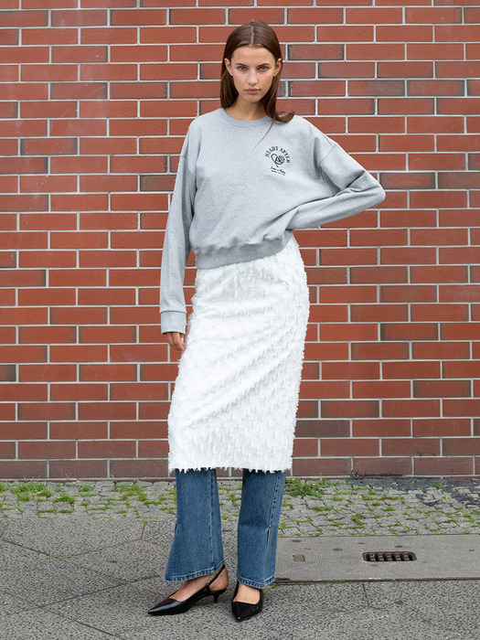 Feather Midi Skirt in Ivory VW4AS326-03