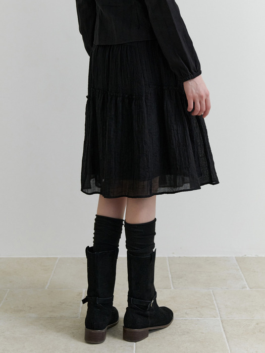 Churros shirring skirt (black)