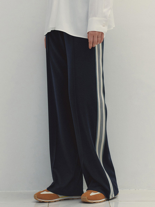 Wide Jersey Track Pants (Navy)