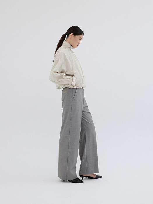 BACK BANDING STRAIGHT PANTS_GREY