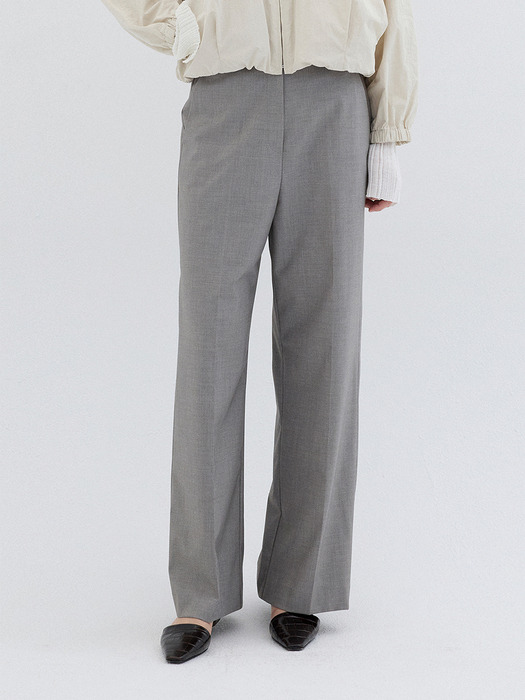 BACK BANDING STRAIGHT PANTS_GREY