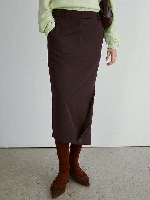 ASYMMETRIC LONG SKIRT (WINE)