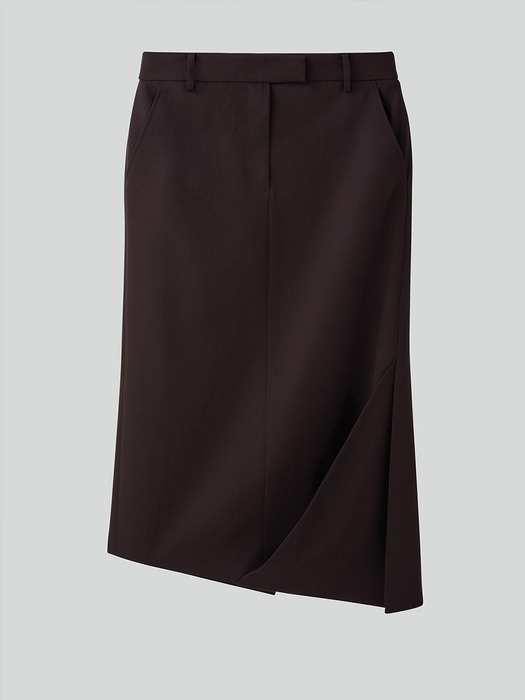 ASYMMETRIC LONG SKIRT (WINE)