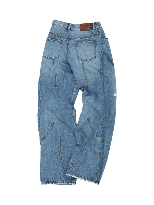 PANEL CARPENTER WIDE-LEG JEANS apa743m(WASHED BLUE)