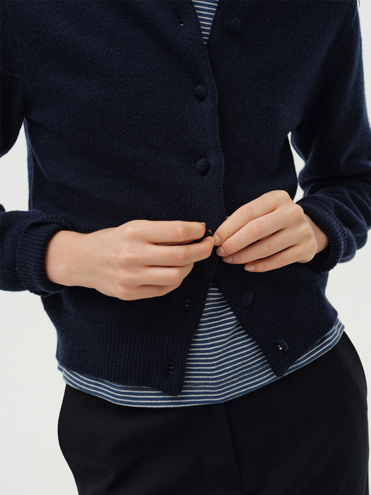 Diene round cardigan (Dark navy)