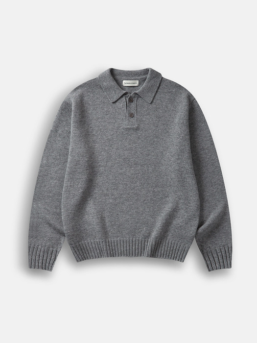 Park Collar Knit Sweater (Gray)